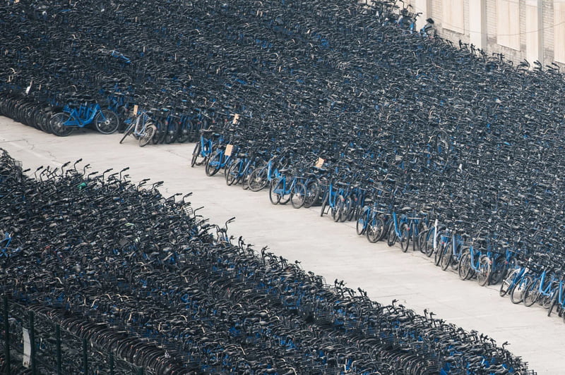 Parking of bicycles in Beijing; Photographer: Unknown