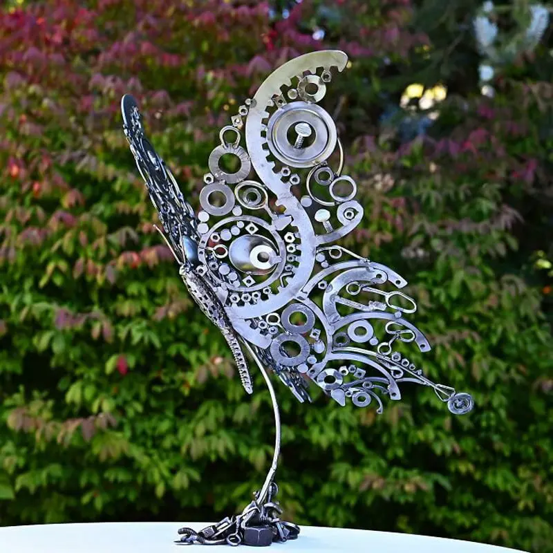 Butterfly sculpture with recycled materials