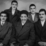 Black Photo of Father and Boys in Old Iran