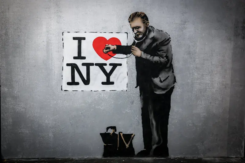 Painting with the subject of the problems of modern societies; Banksy's effect