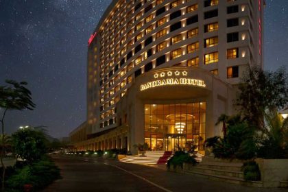 Panorama Kish Hotel entrance at night