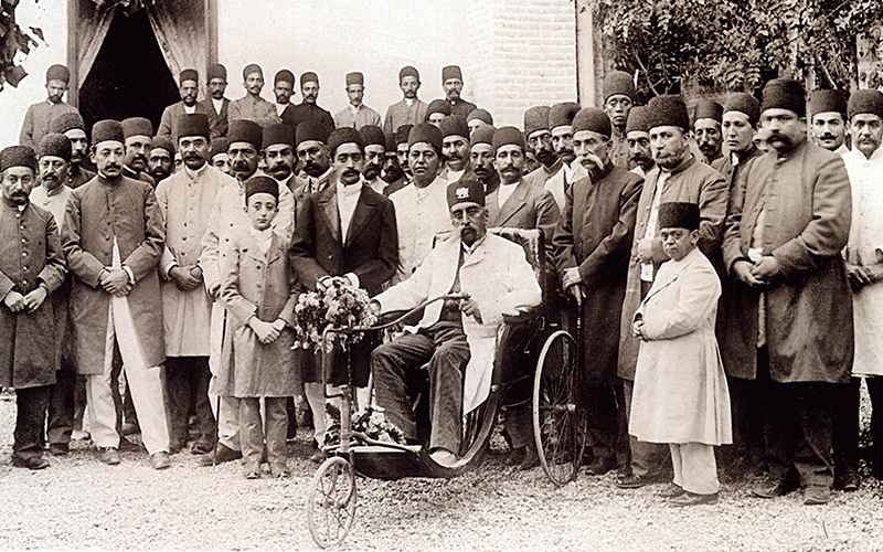 Mozaffar al -Din Shah Qajar with tricycle