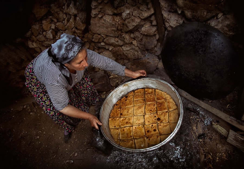 Baklava cooking rural woman