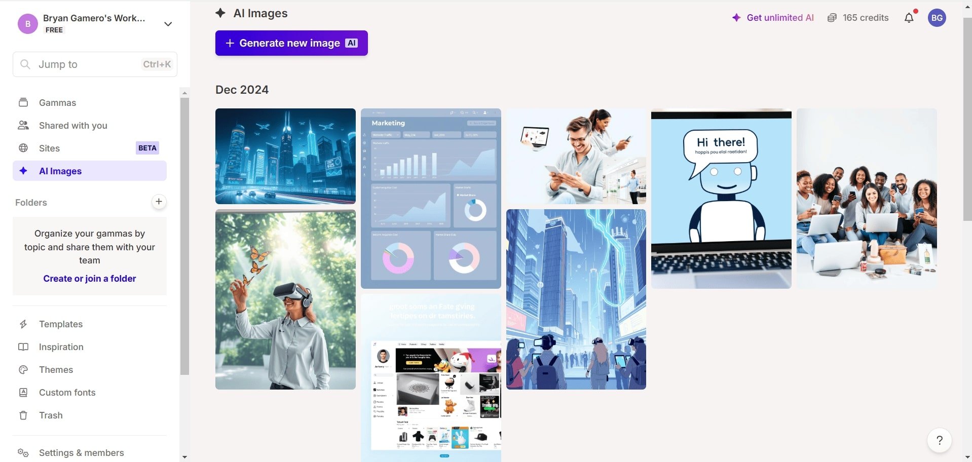 An example of images produced by artificial intelligence generator Gamma AI