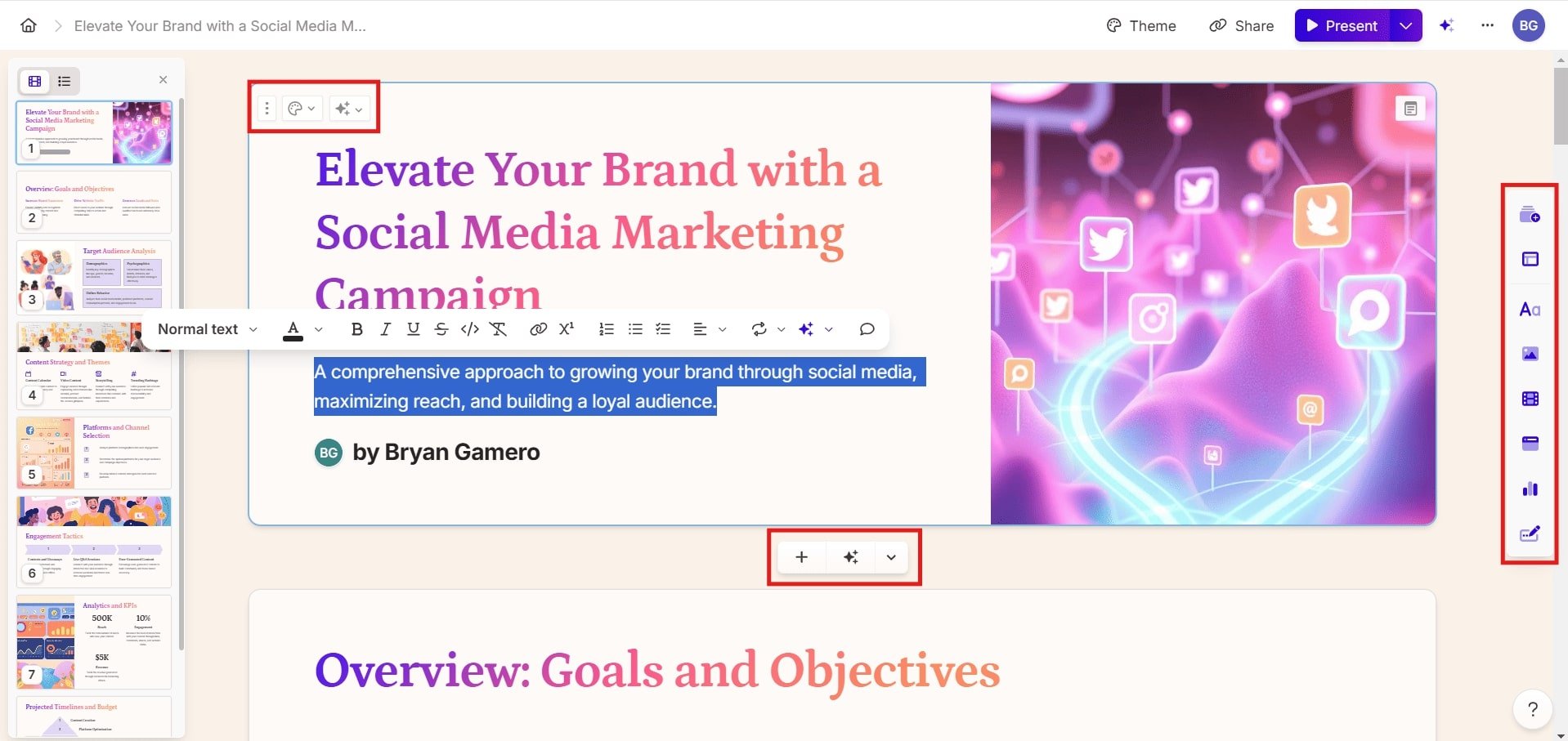 How to edit gamma presentation  