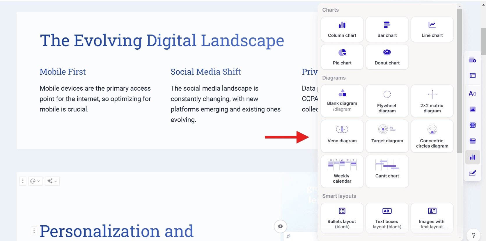 How to add the chart in the gamma app  