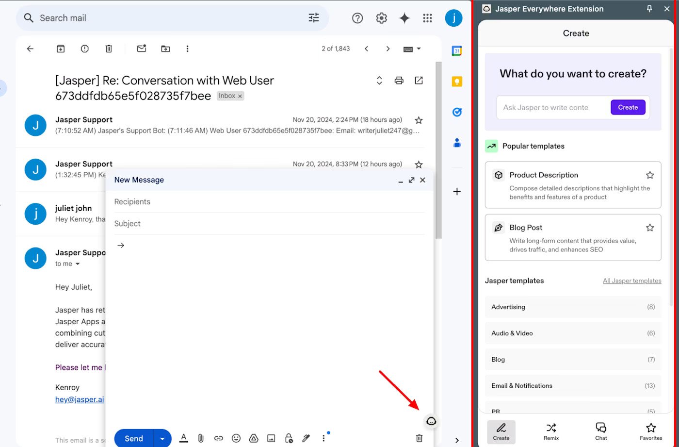 Jasper AI browser plugin