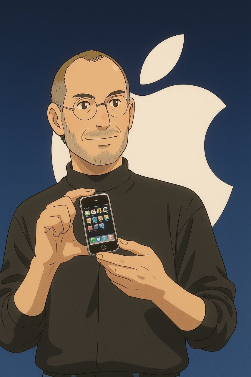 Steve Jobs' anime image while unveiling the first iPhone
