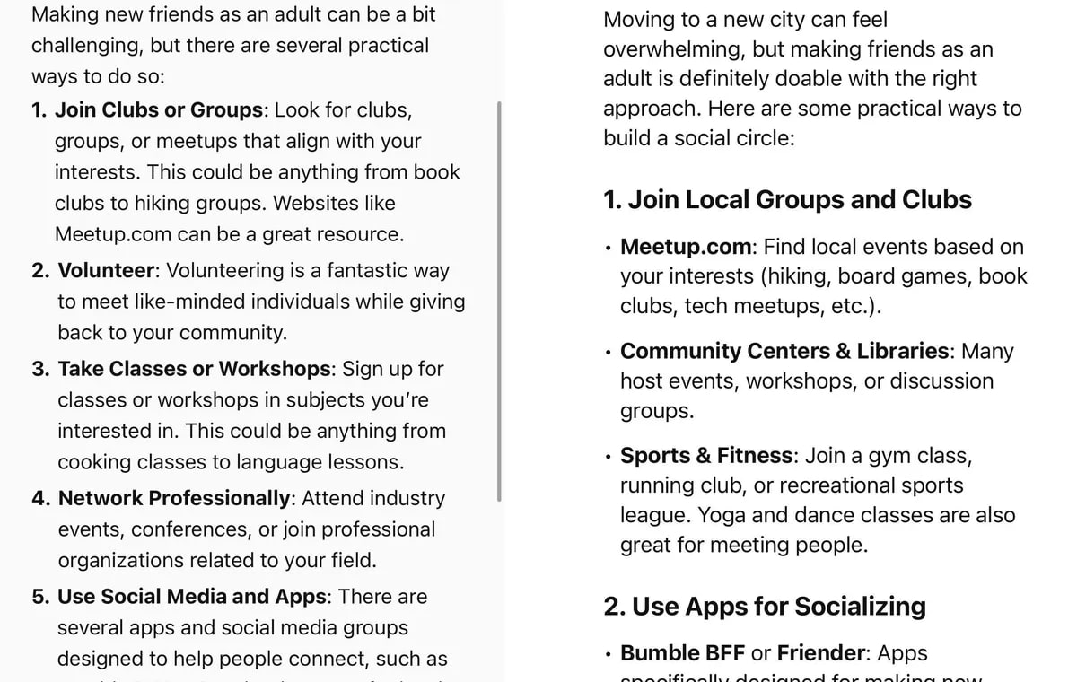 Comparison of LO and Chat GPT