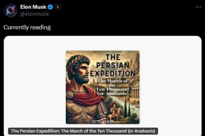 Ilan Musk is reading a book about ancient Iran