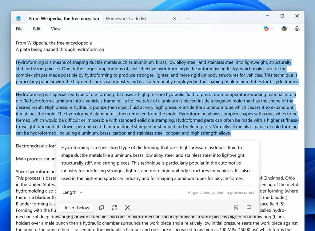 Summary feature will be added to Windows Note Pad with the help of artificial intelligence