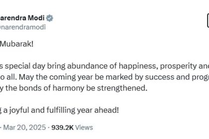 Congratulations on Indian Prime Minister of India