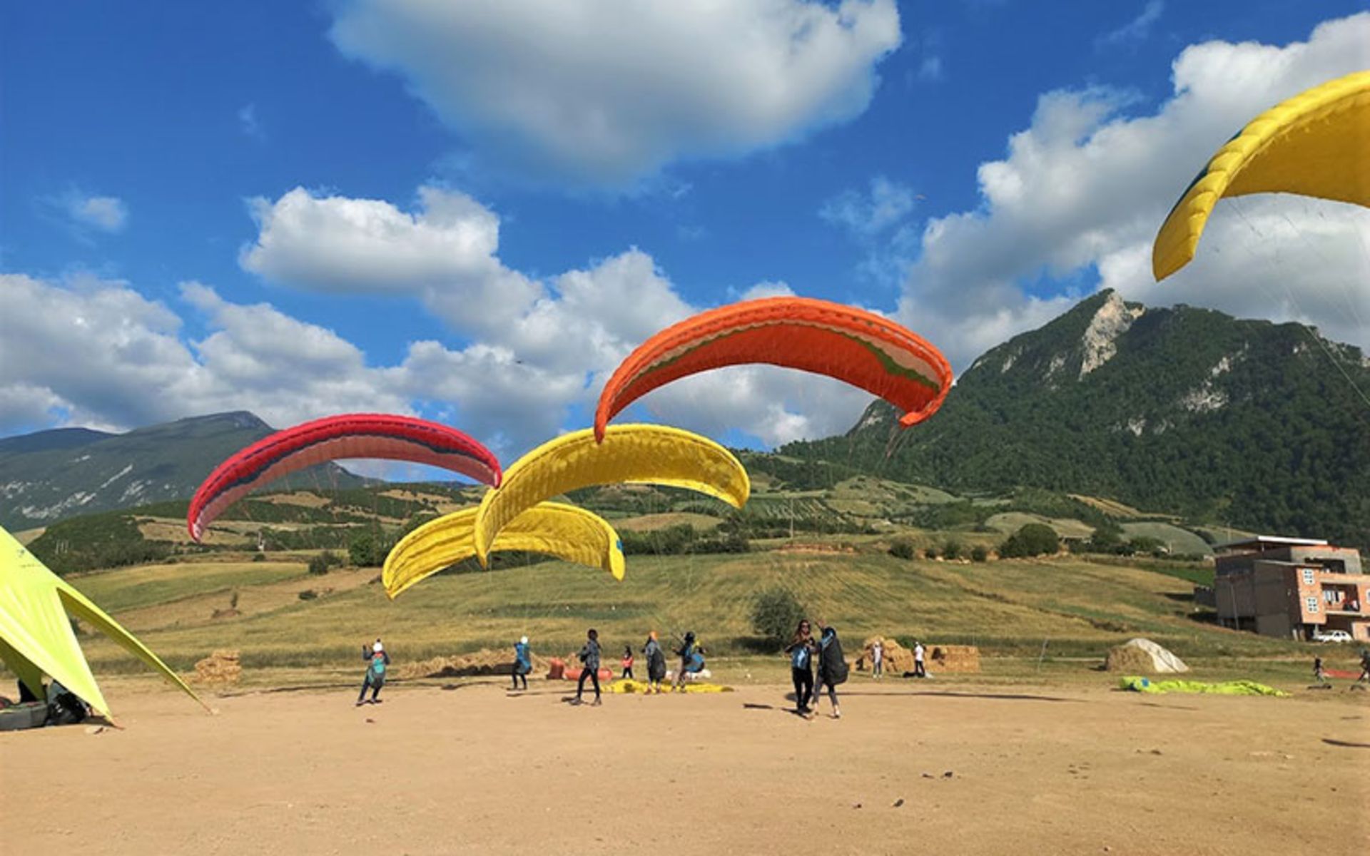 Paragliders in fear