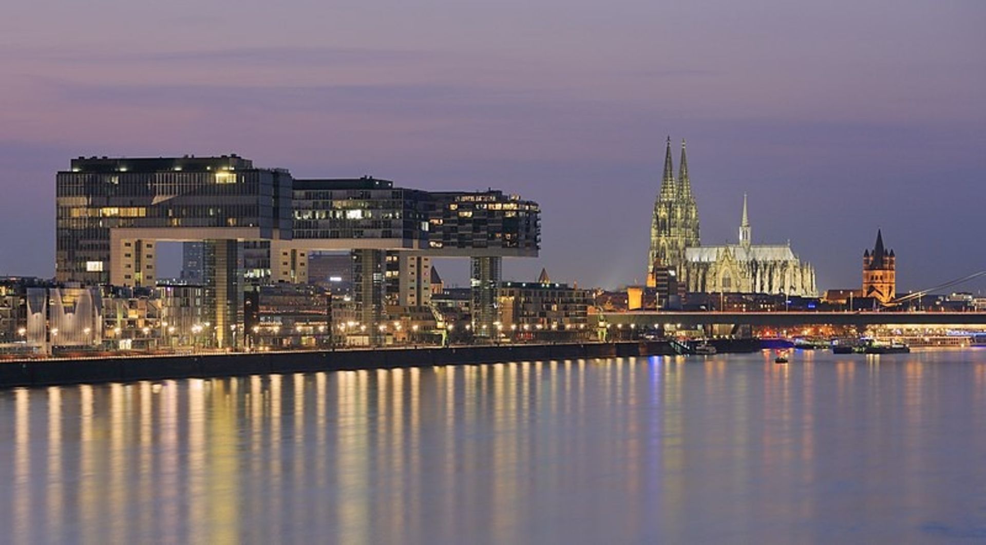 River Rhine Cologne in the evening