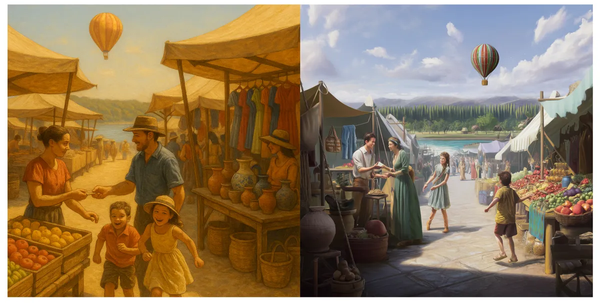 ChatGpt and Midjourney Chat Pictures of Markets