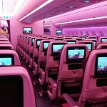 The interior of the Qatar Airlines