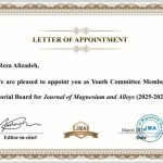 Professor Sharif became a member of the JMA journal Young Committee