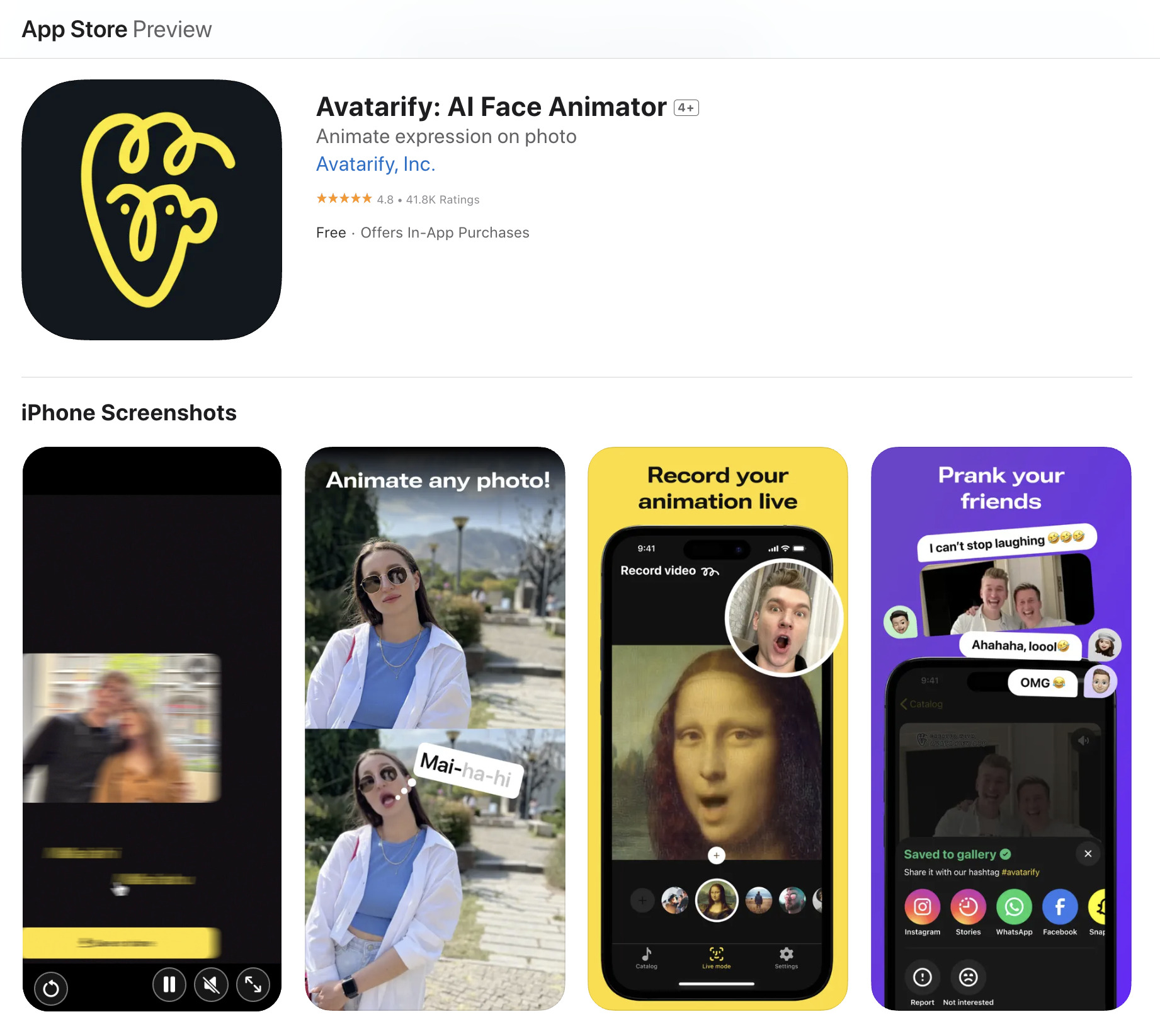 Face -to -face change app with artificial intelligence