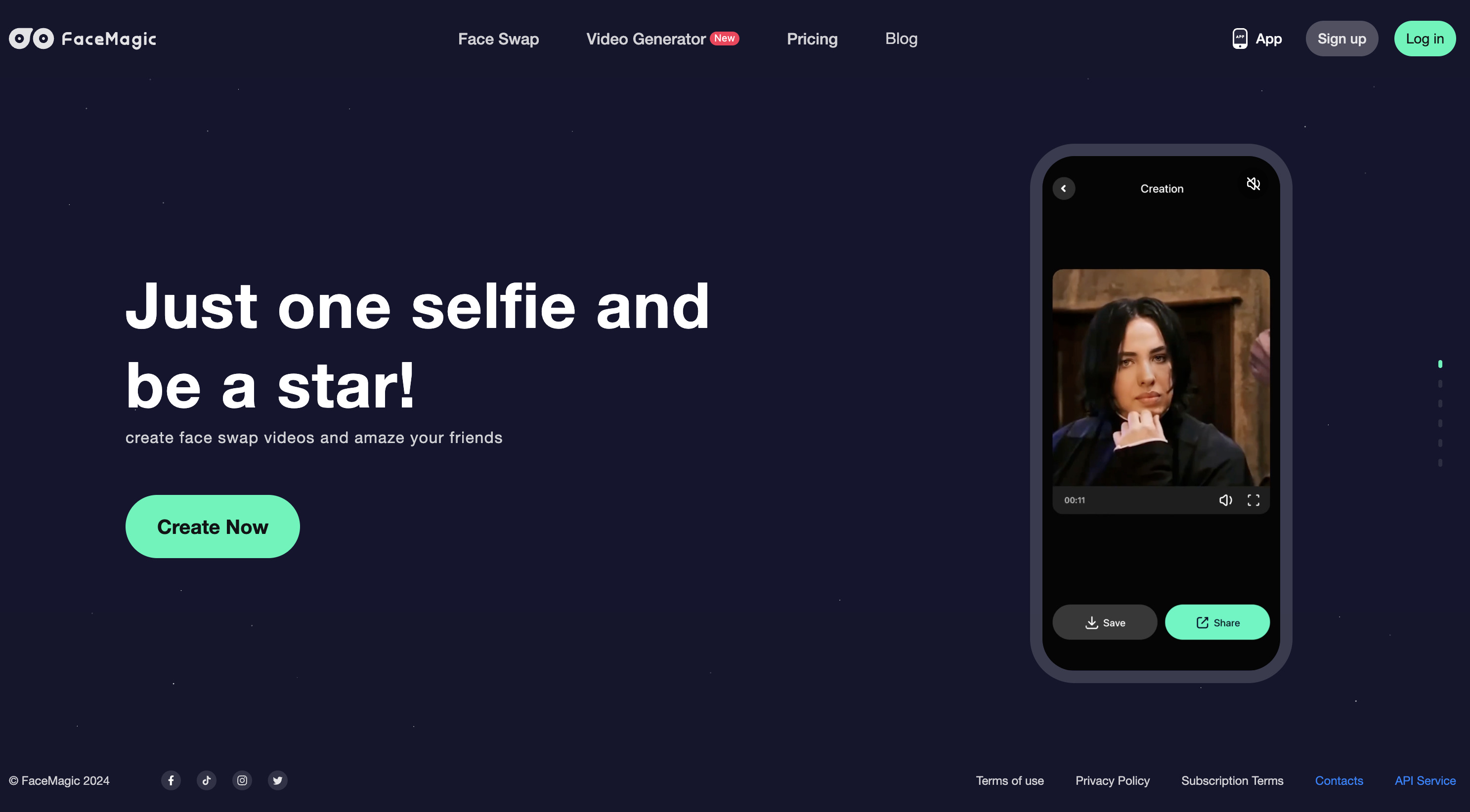 Facebook site to change the face in the movie