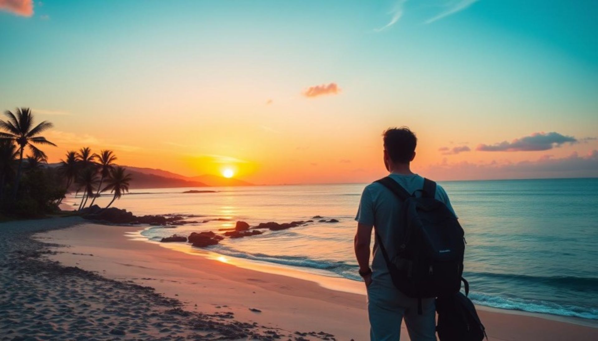 The beach in the sunset