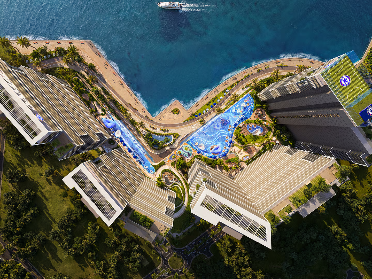 The construction of a football field in the sky