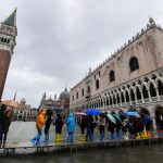 Tourists in the city of Venice