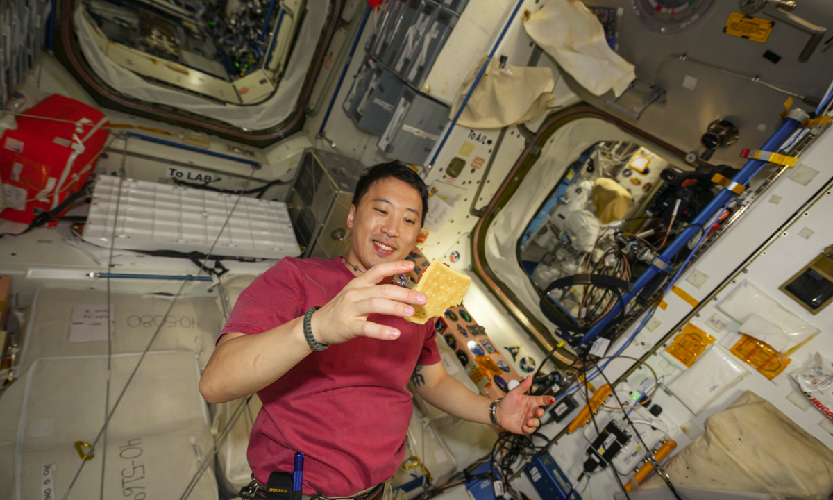 Hamburger in the style of the International Space Station