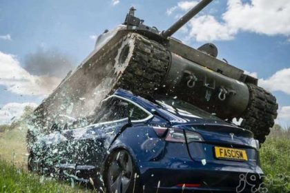 Tesla Model 3 and Tank