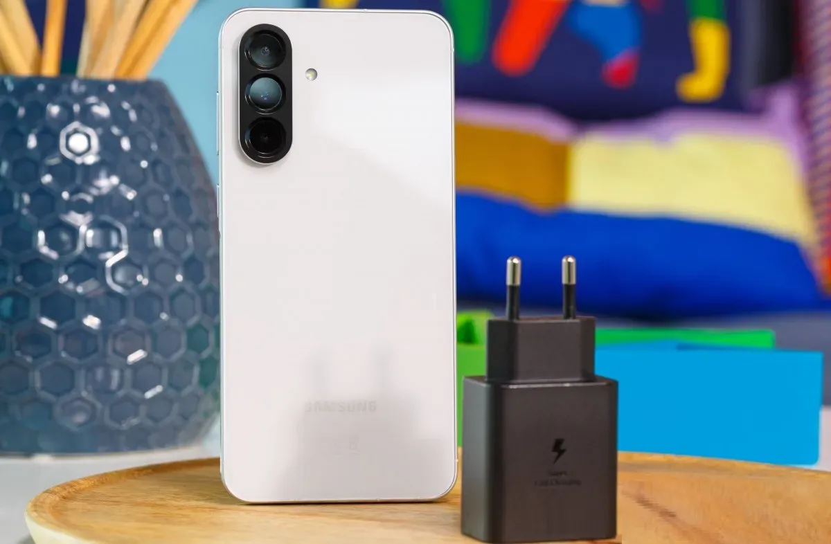 Samsung's 45 watt charger next to the A56