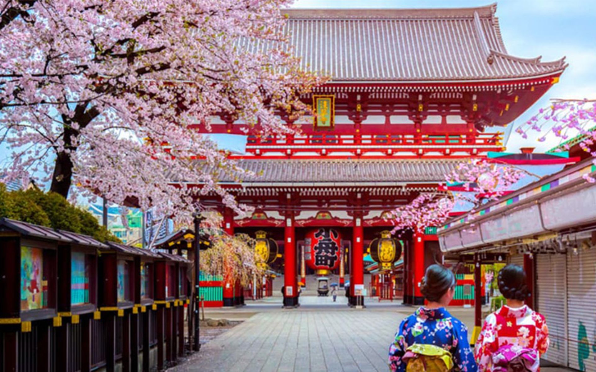 Tourists in Traditional Japanese Dresses at Sensor Temple