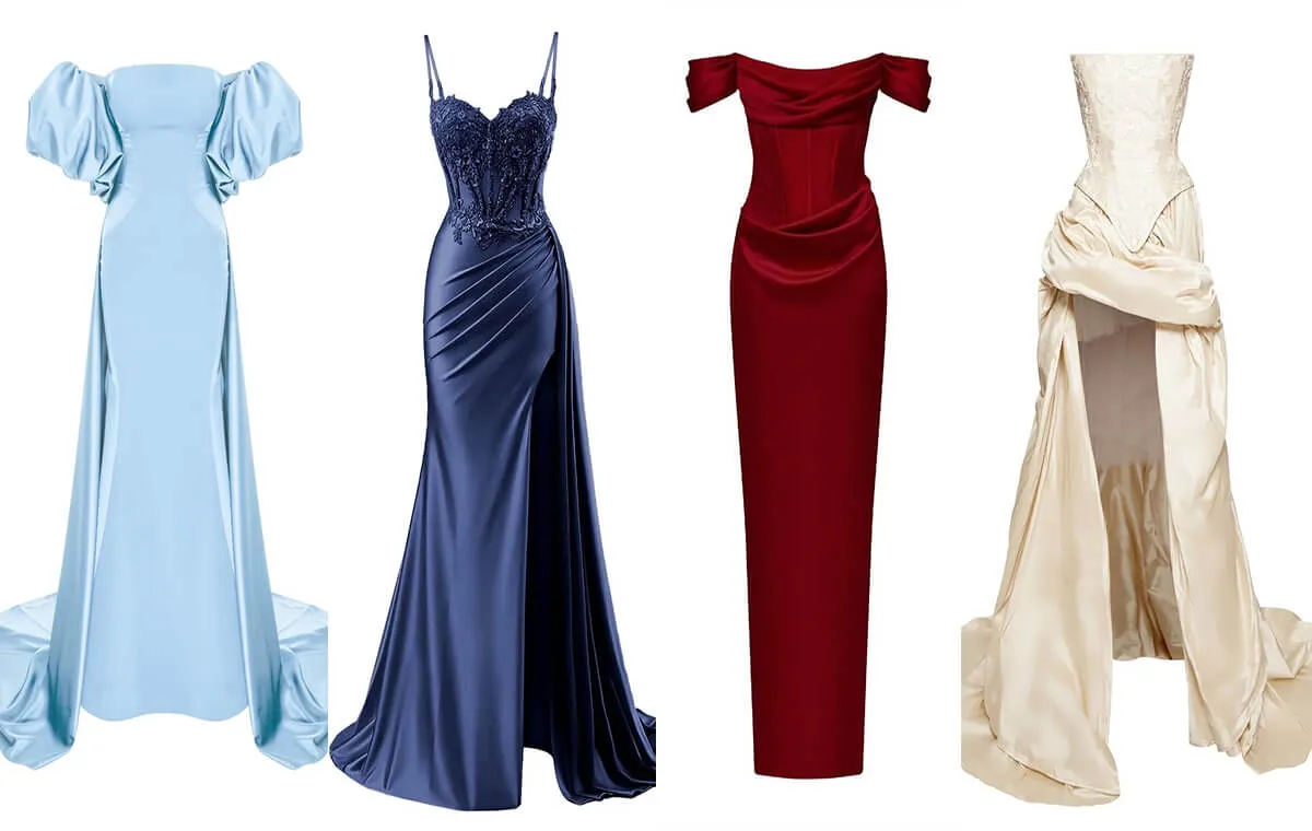 Model of Girl Dresses for Hall with satin fabric