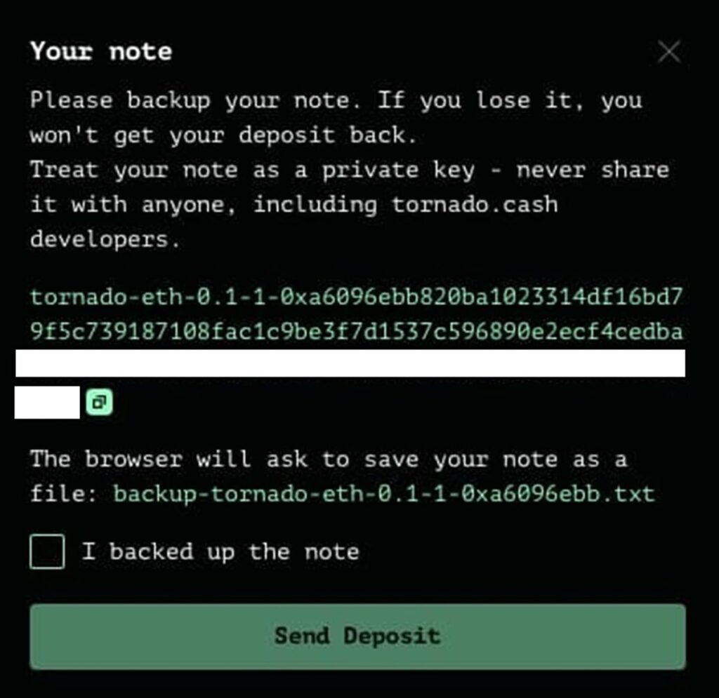 Keys in Tornado Cash