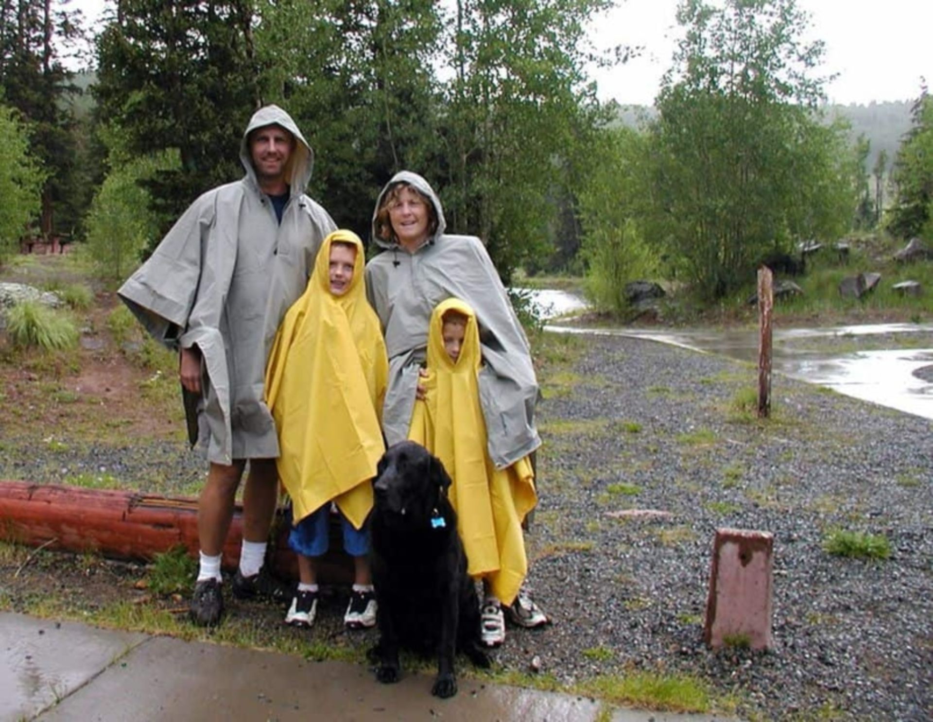 A family with waterproofing in nature
