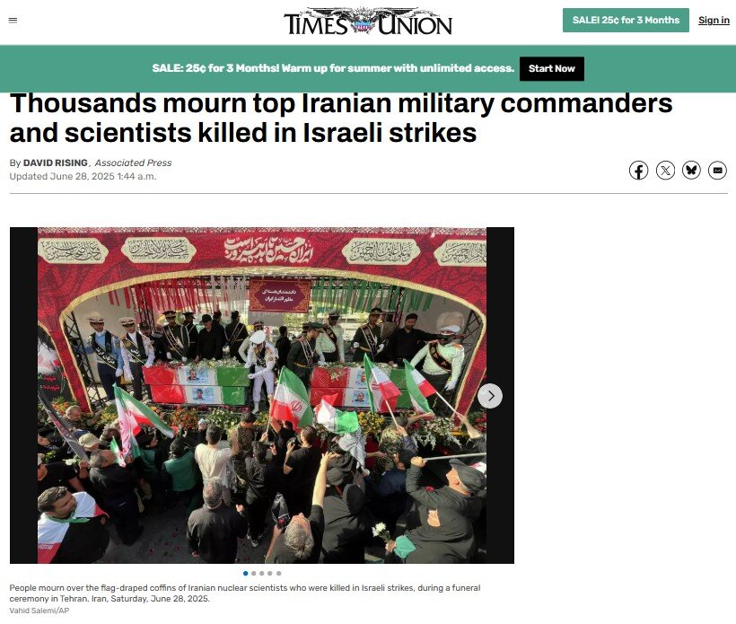 Widespread reflection of the funeral of