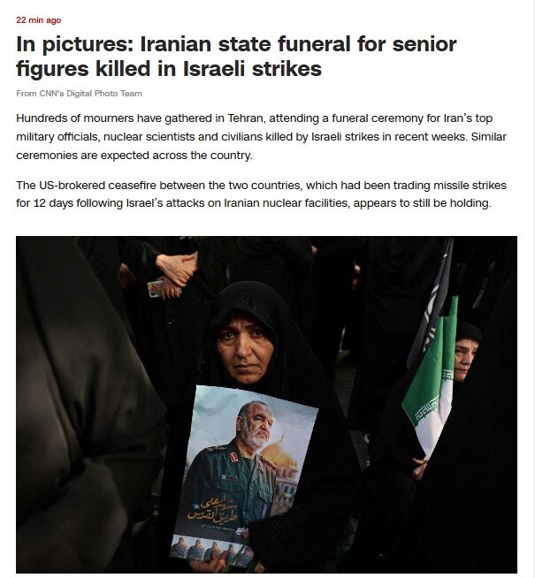 Widespread reflection of the funeral of