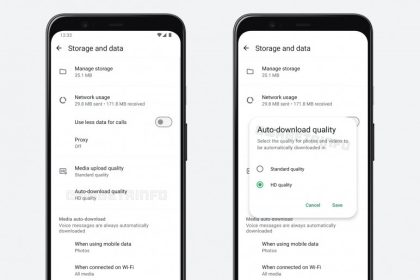 WhatsApp automatic download quality adjustment was available