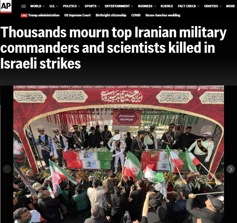 Widespread reflection of the funeral of