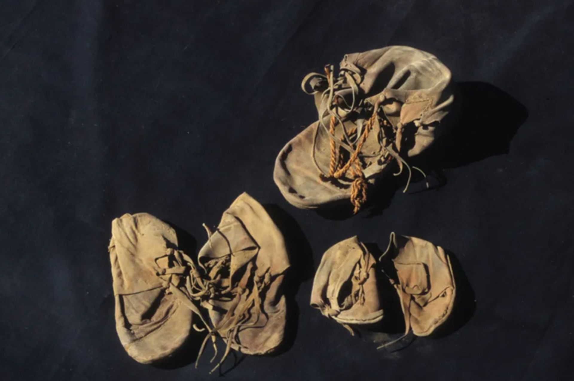 The set of ancient Egyptian shoes discovered from the pitcher