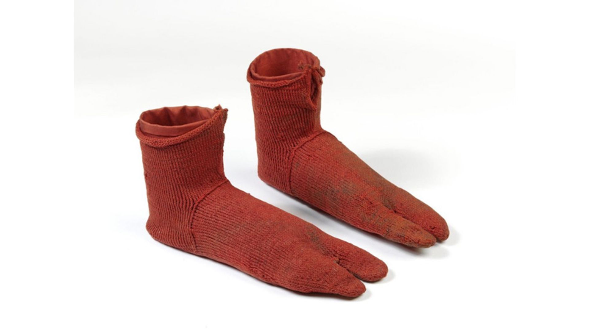 Red wool socks from ancient Egypt