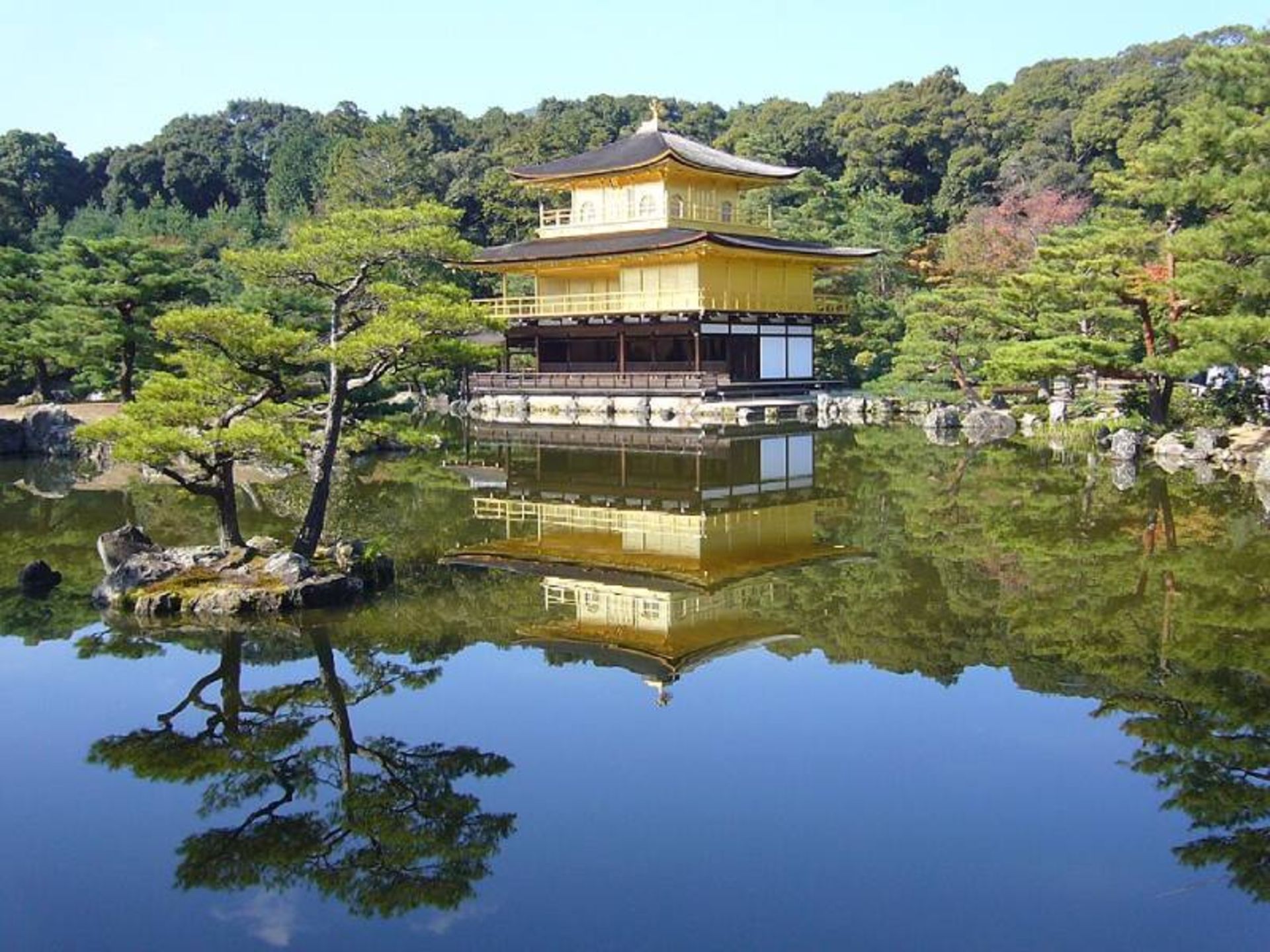 Historic in the forest and lake in Kyoto