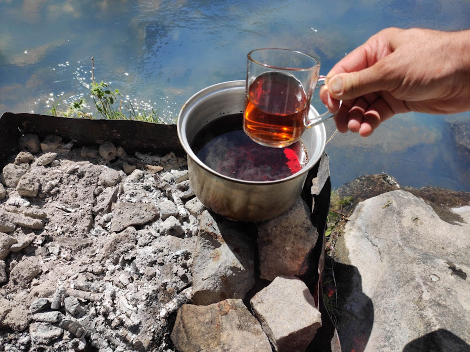 Tea glass next to the valley of time