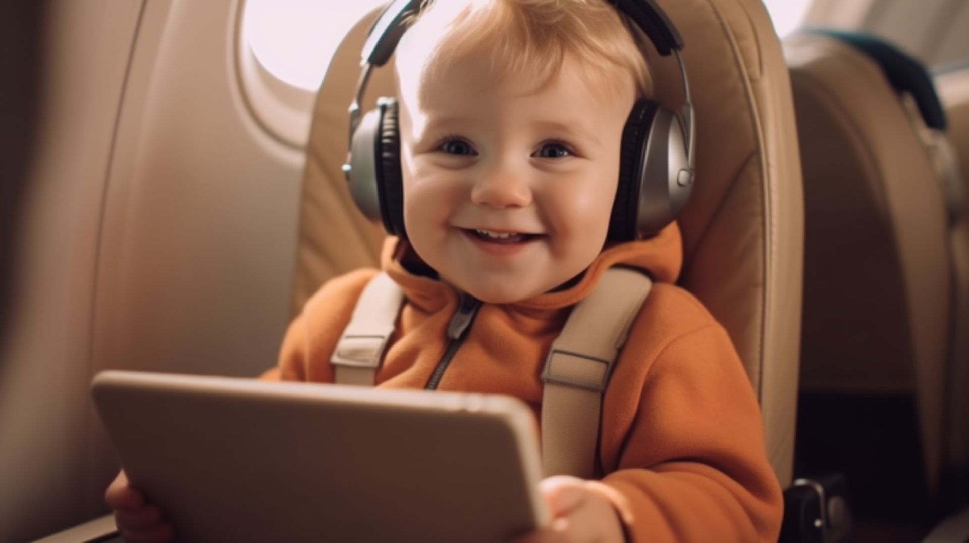 Baby entertainment with headphones and tablets