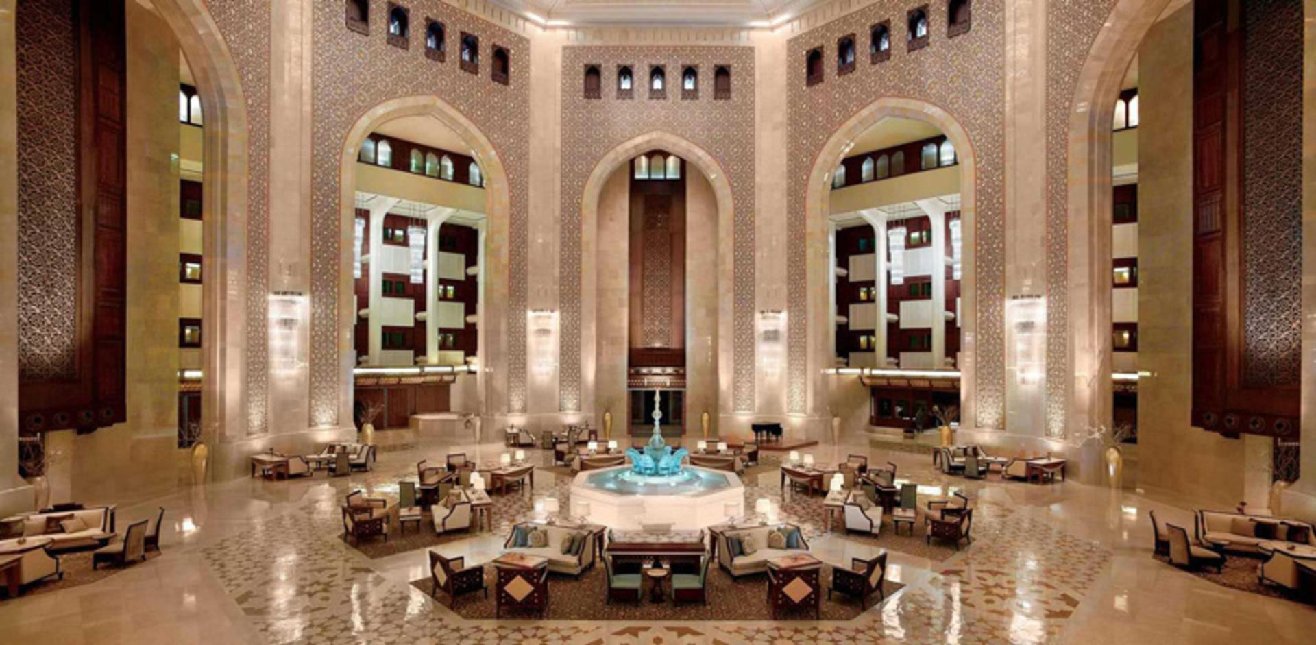 Lobby of the Al -Bastan Hotel Oman with Islamic architecture 