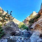 Water pool between rocks and lush nature of the fish