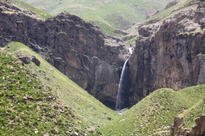 Beautiful nature of Khor waterfall in the summer