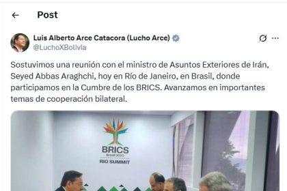 President Bolivia's message after meeting with Iraqchi