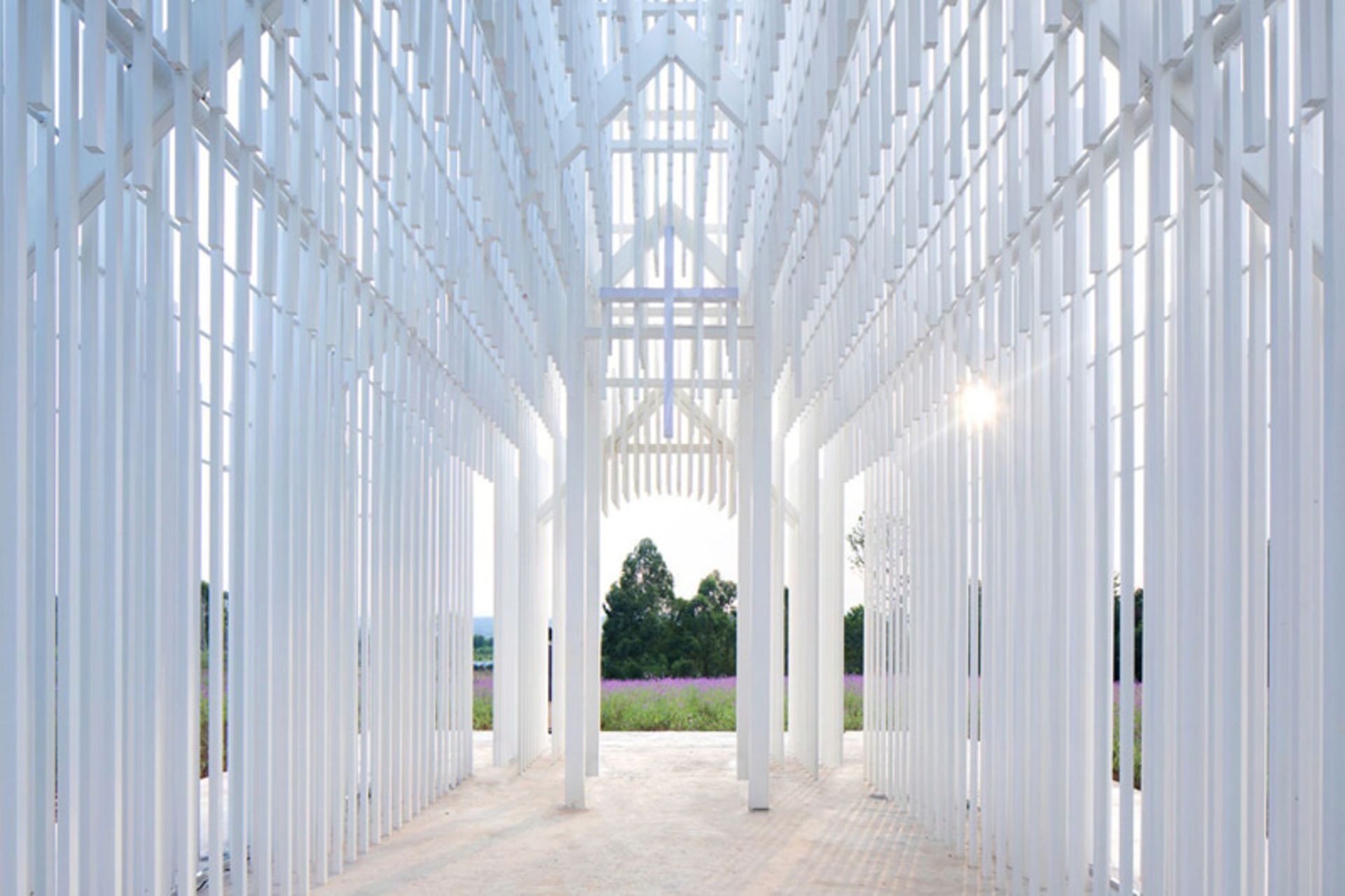 The interior of the church without shadow