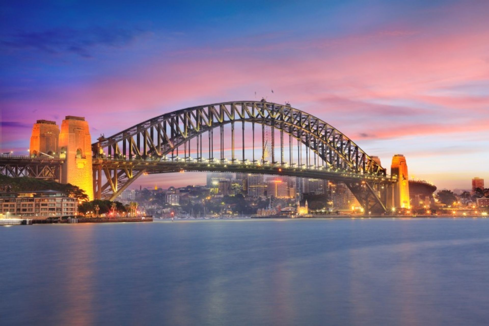 Sydney Port Bridge in Night Lighting