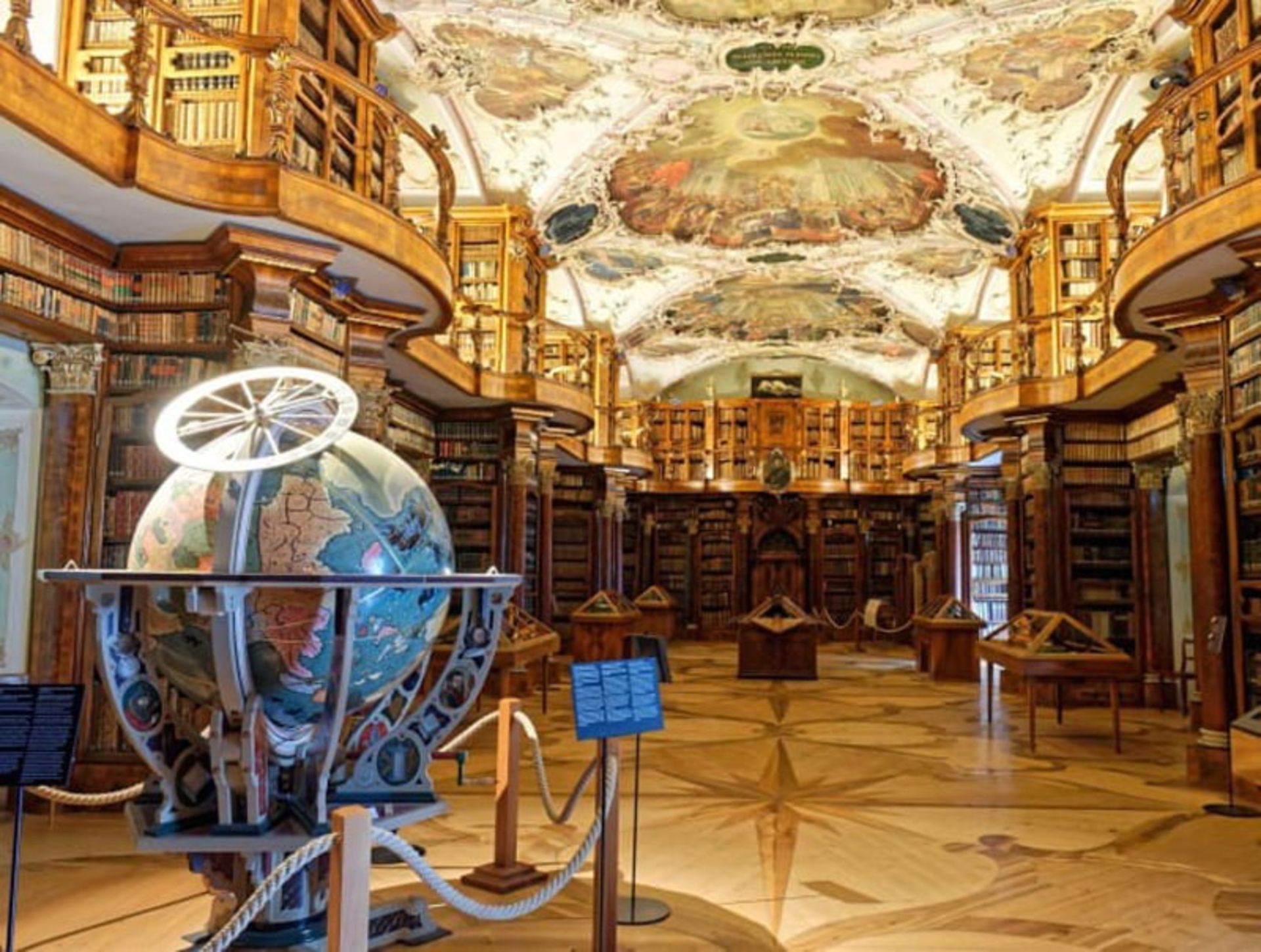 Painted roof and sixteenth -century geographical roof at St. Gallon's Monastery Library, Switzerland