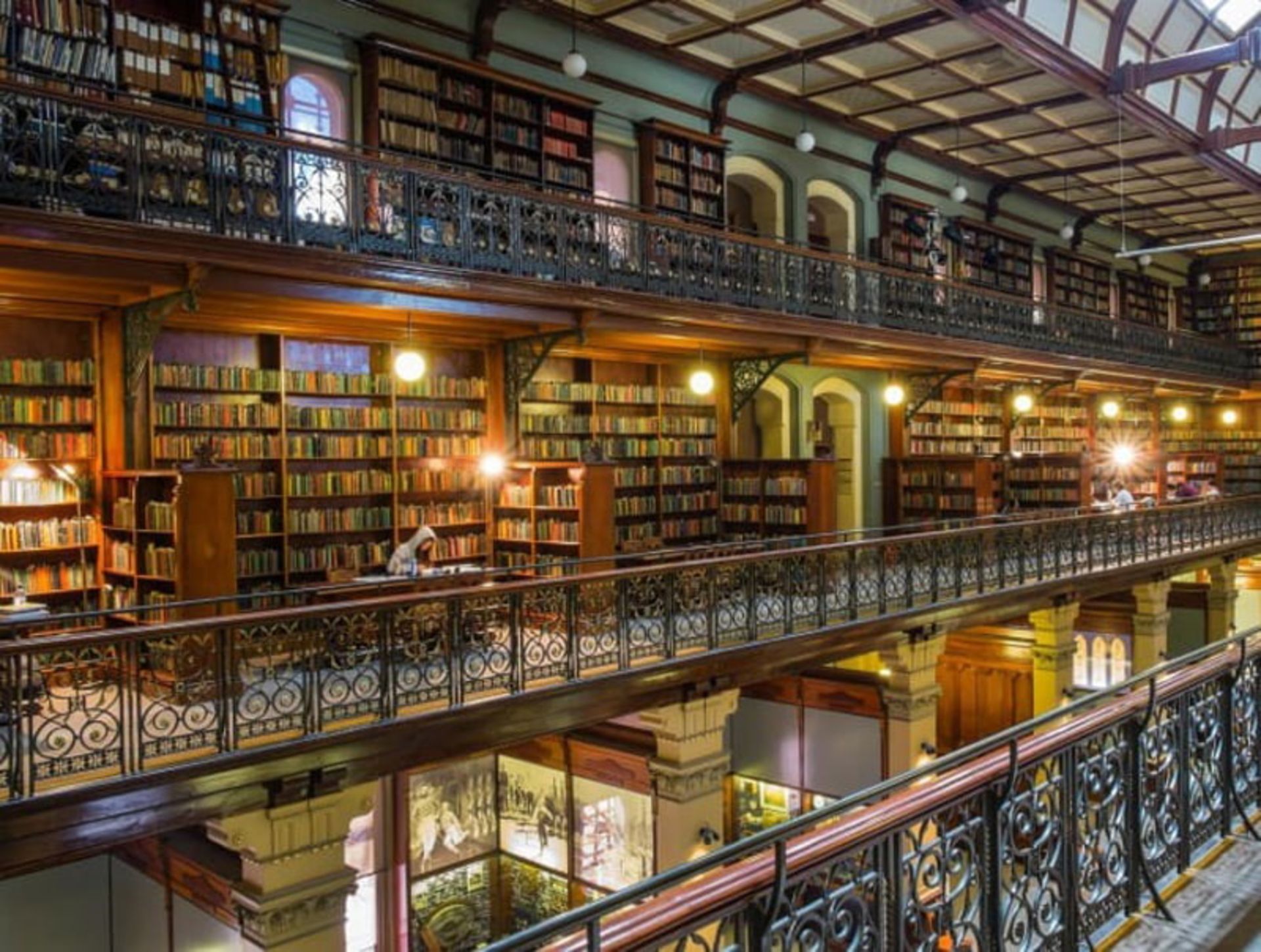 Reading Hall with book shelves in the South Australian State Library
